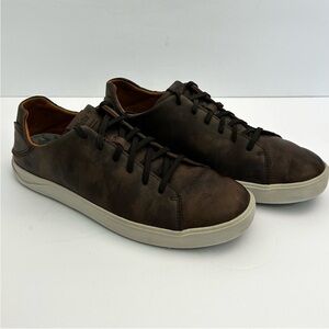 OluKai Lae‘ahi Lī ‘Ili Leather Waterproof Brown Casual Sneakers Men's Size 10